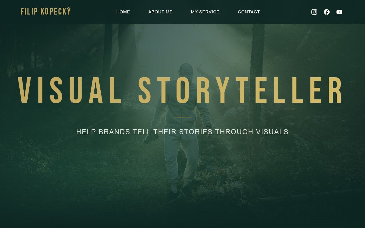 Úvodní stránka webu Filipa Kopeckého s nápisem Visual Storyteller
